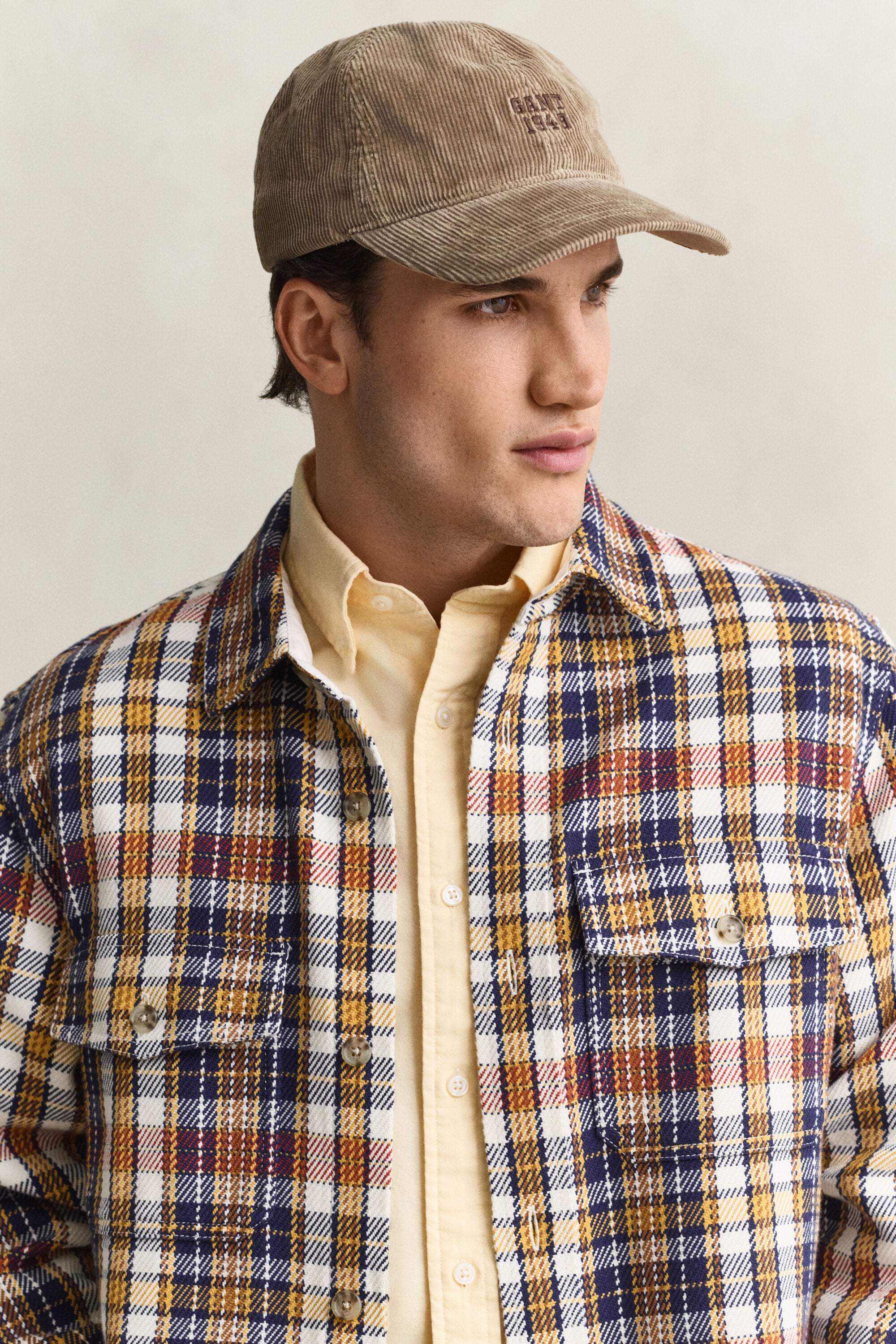 Camicia giacca a quadri in twill