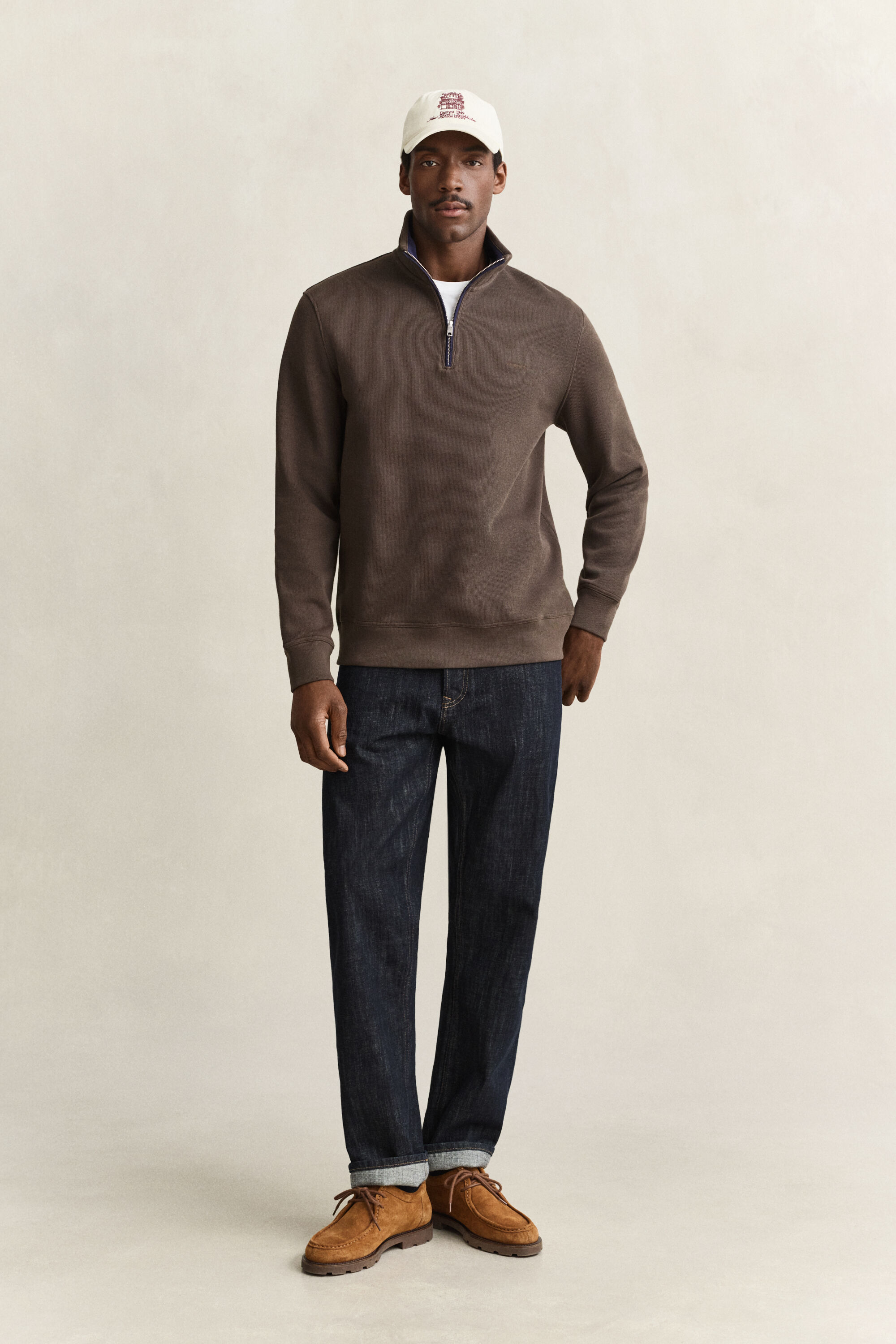 Felpa Sacker Rib con zip corta