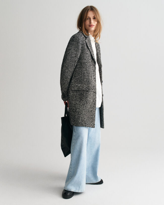 Cappotto Heritage con motivo a spina di pesce