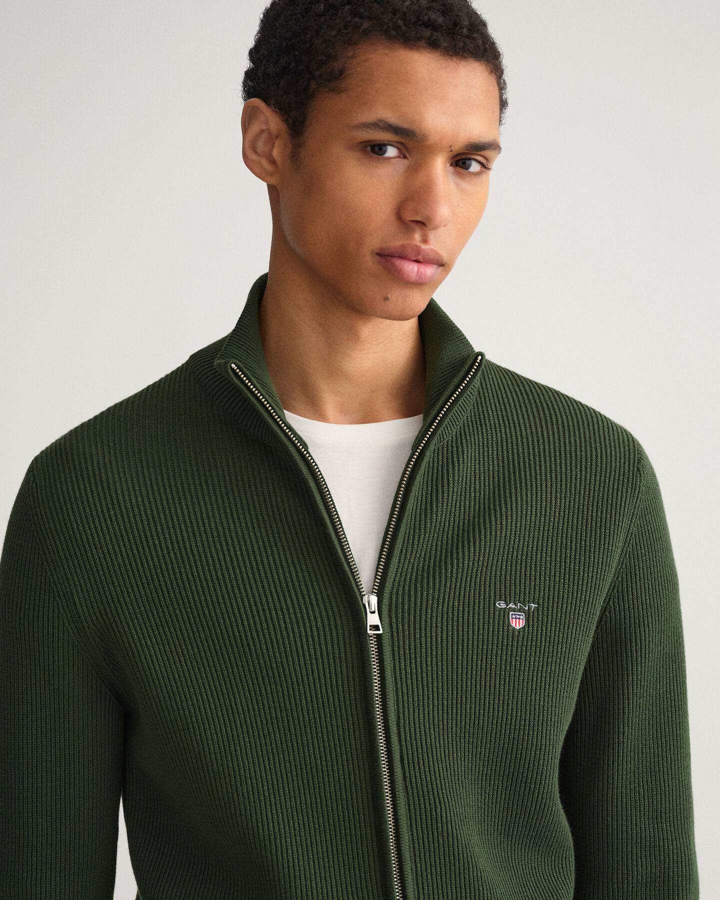 Maglia Texture a coste con zip lunga