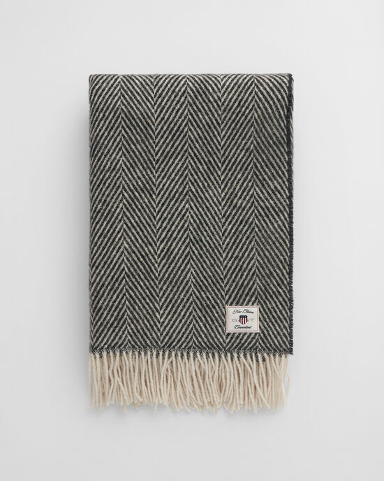 Coperta in lana con motivo a spina di pesce