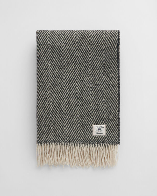 Coperta in lana con motivo a spina di pesce