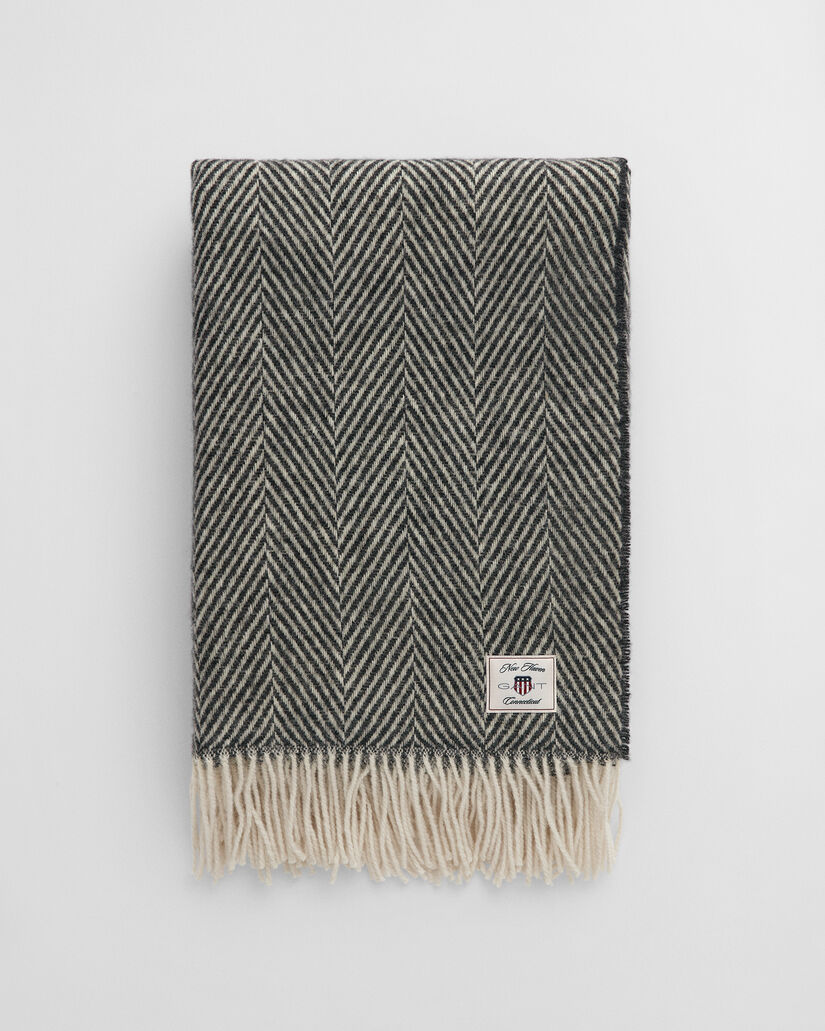 Coperta in lana con motivo a spina di pesce