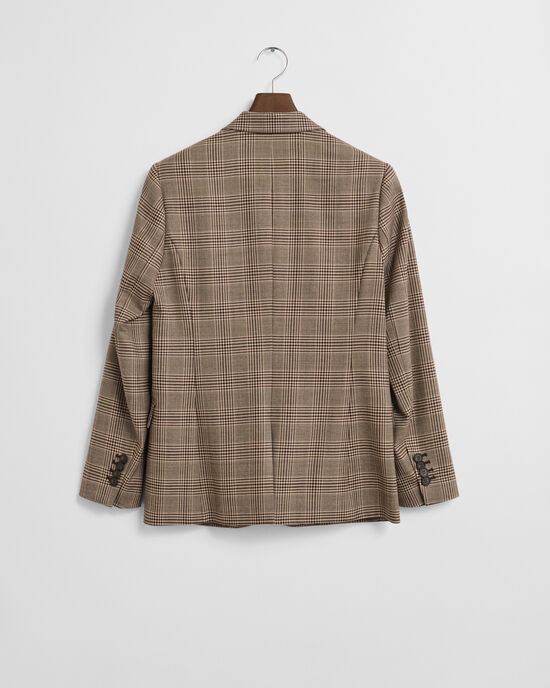 Blazer in misto lana a quadri regular fit