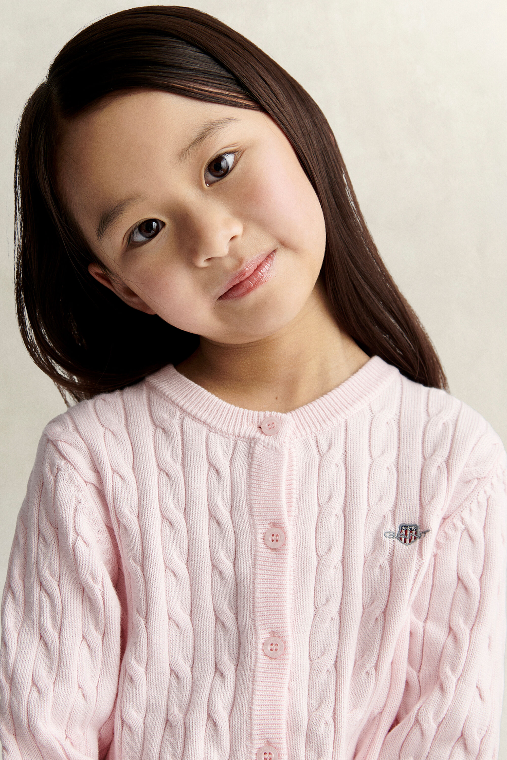 Cardigan lavorato in cotone a trecce Shield Girls