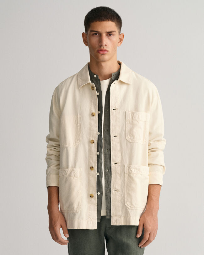 Camicia di lino-cotone tinta in capo