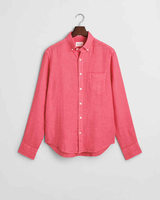 Camicia di lino tinto in capo regular fit