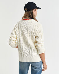 Cardigan a trecce a contrasto