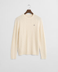 Maglia girocollo a trecce in lana d’agnello