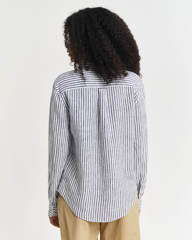 Camicia di lino a righe regular fit