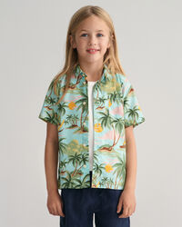 Camicia a maniche corte in cotone Palm Print Kids