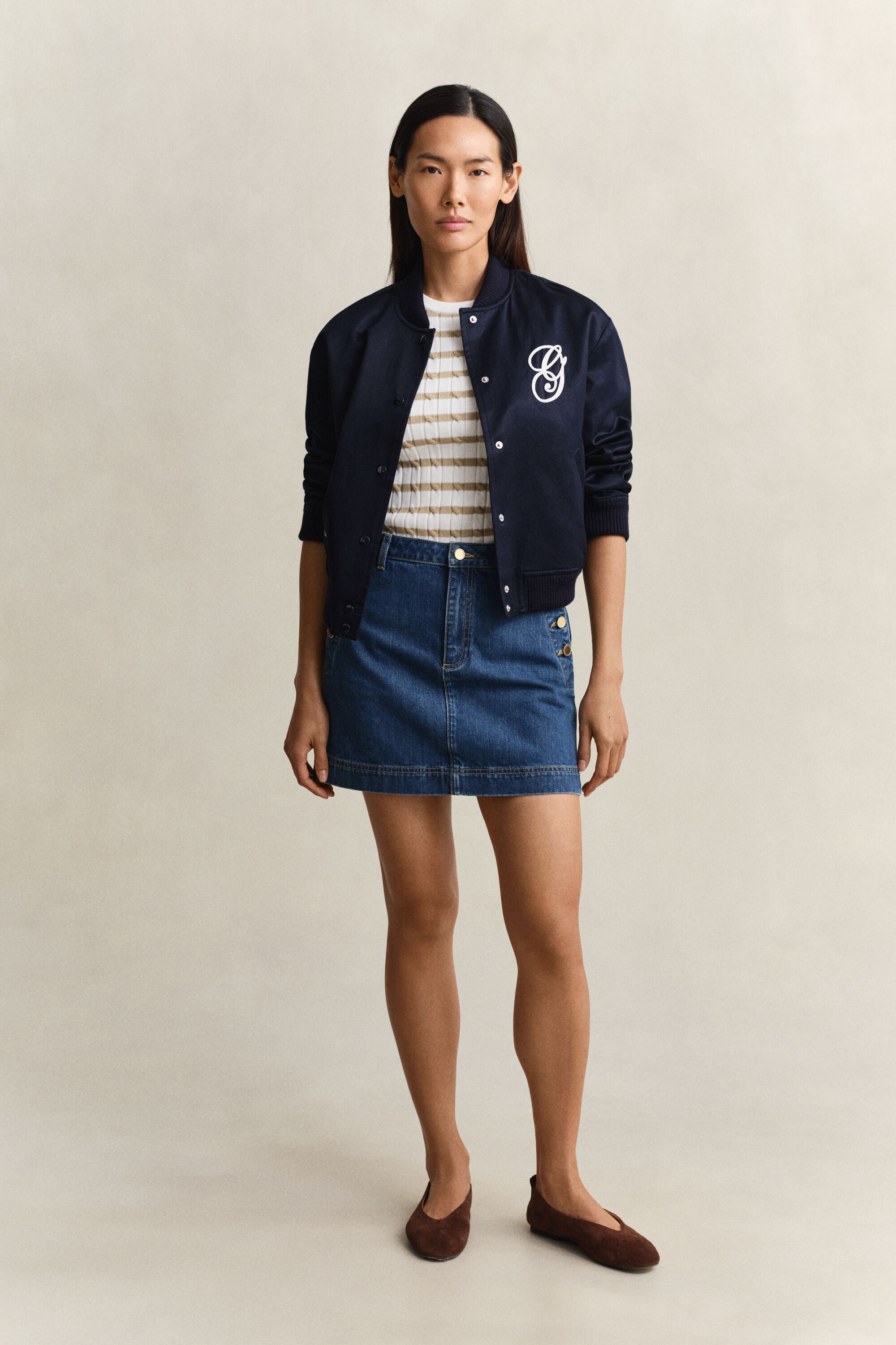 Maglia a righe a trecce con maniche corte