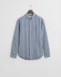 Camicia in misto cotone-lino a righe regular fit