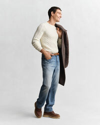 Maglia girocollo in cotone a trecce