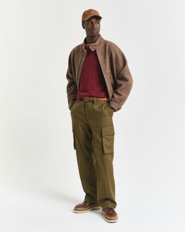 Maglia girocollo in cotone a trecce