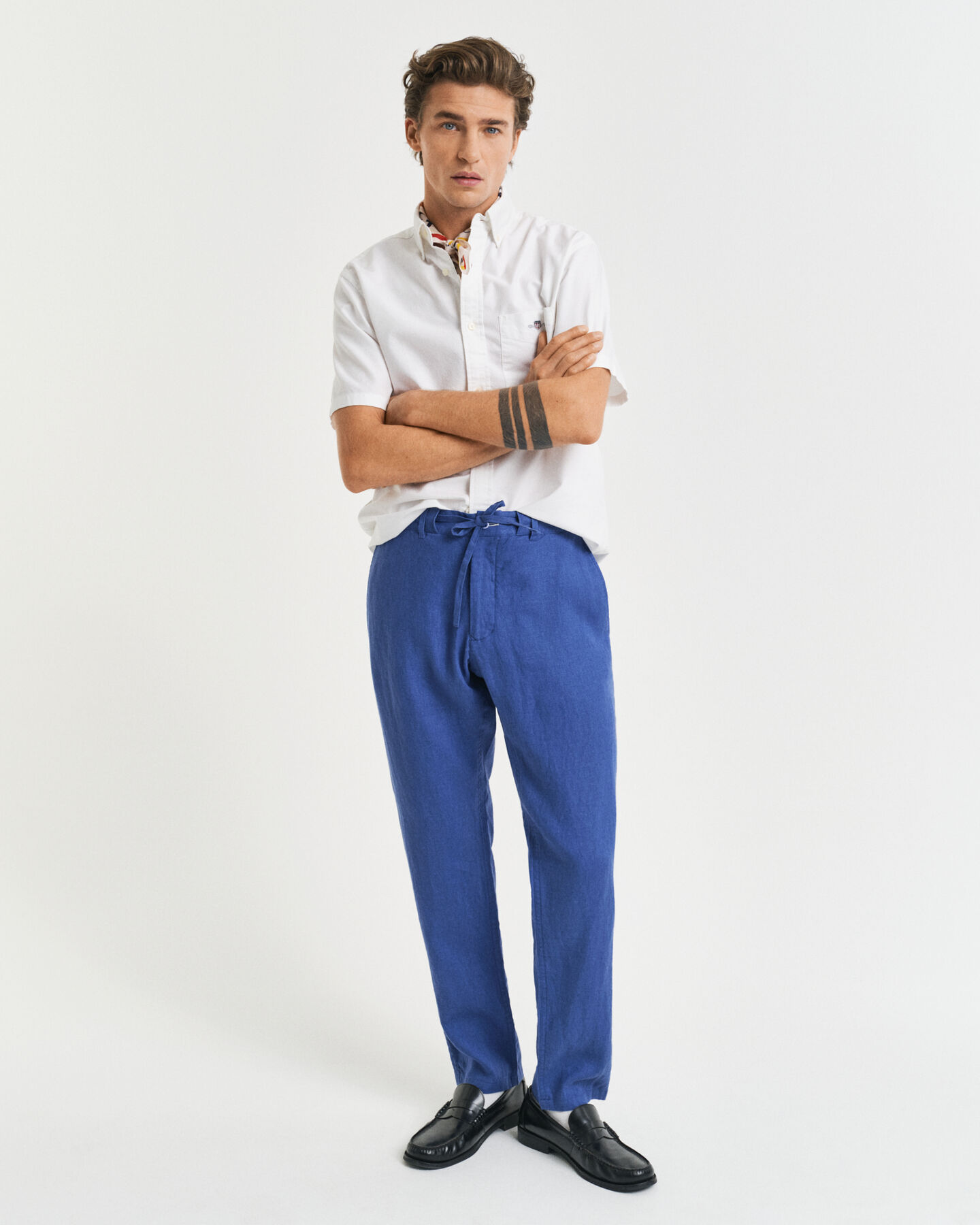 Pantaloni con coulisse in lino relaxed fit