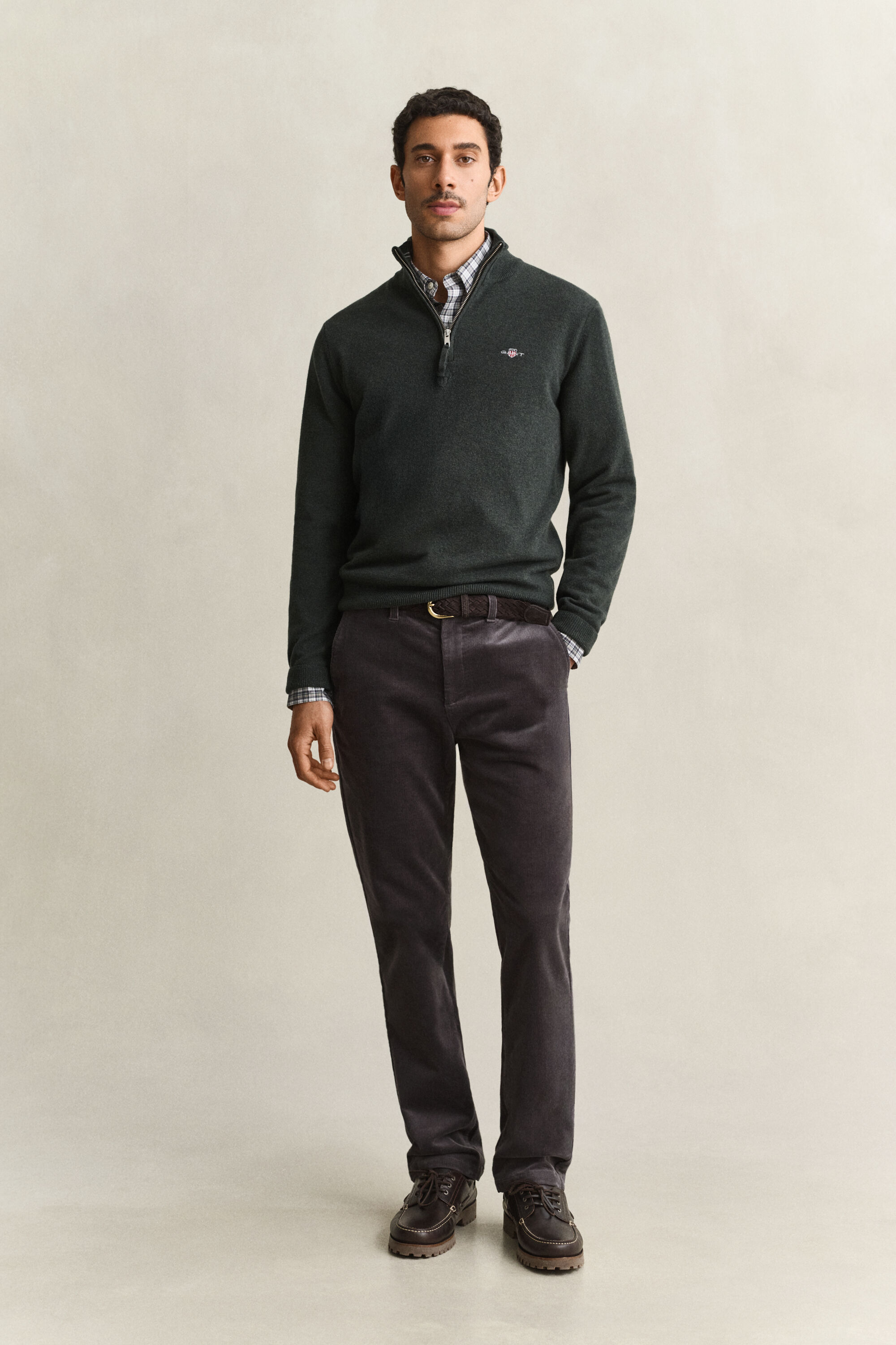 Maglia in lana d’agnello con zip corta