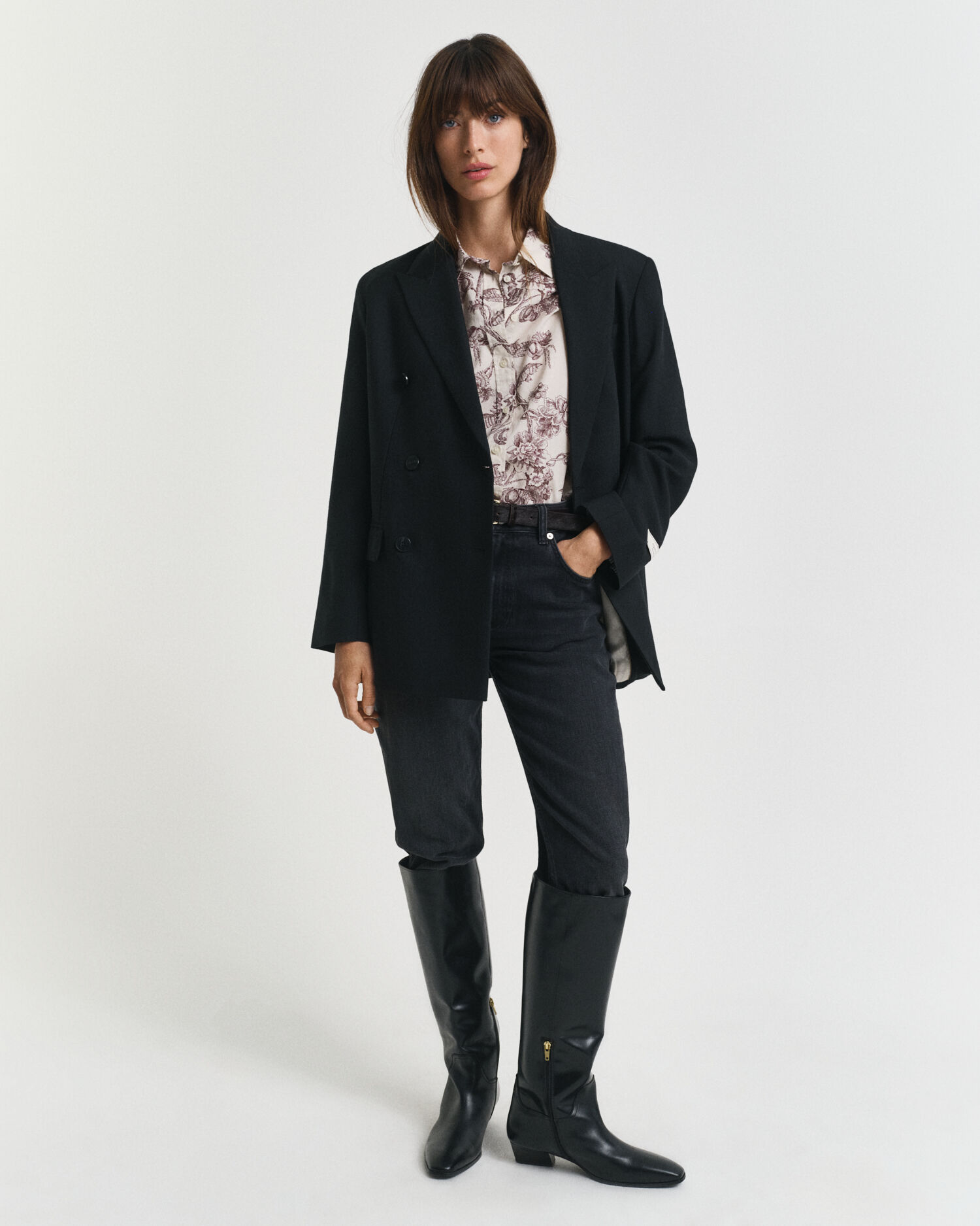 Camicia in misto cotone-voile con stampa di albero regular fit