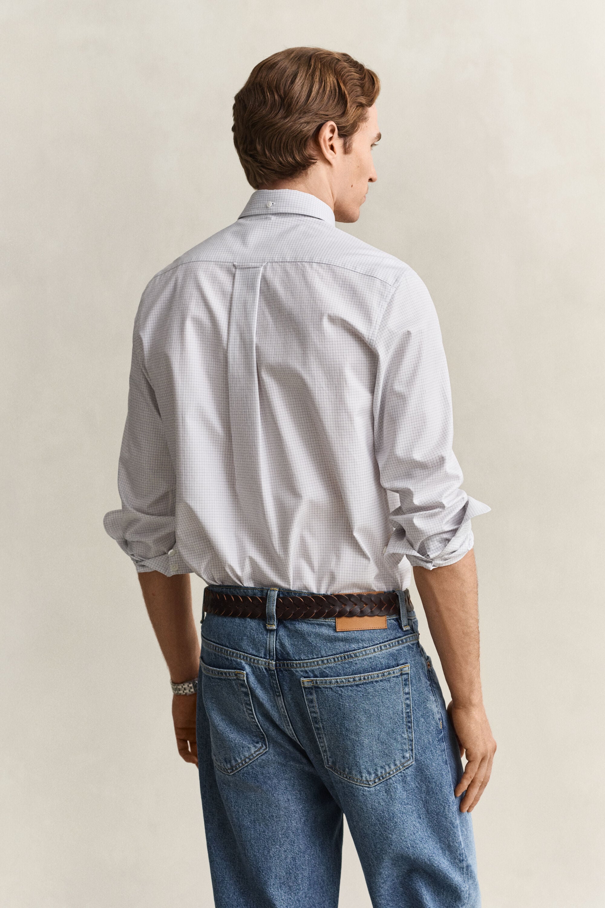 Abito chemisier in twill a quadri