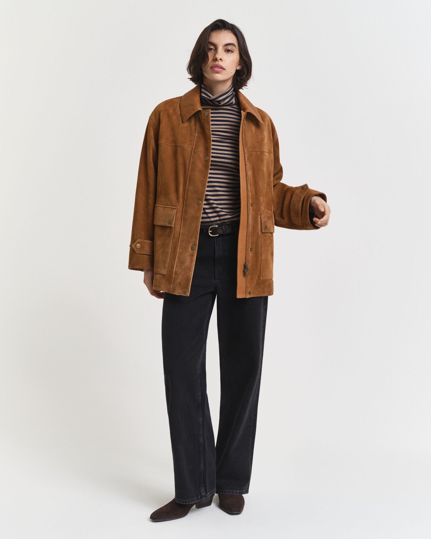 Maglia a collo alto in cotone leggero a righe