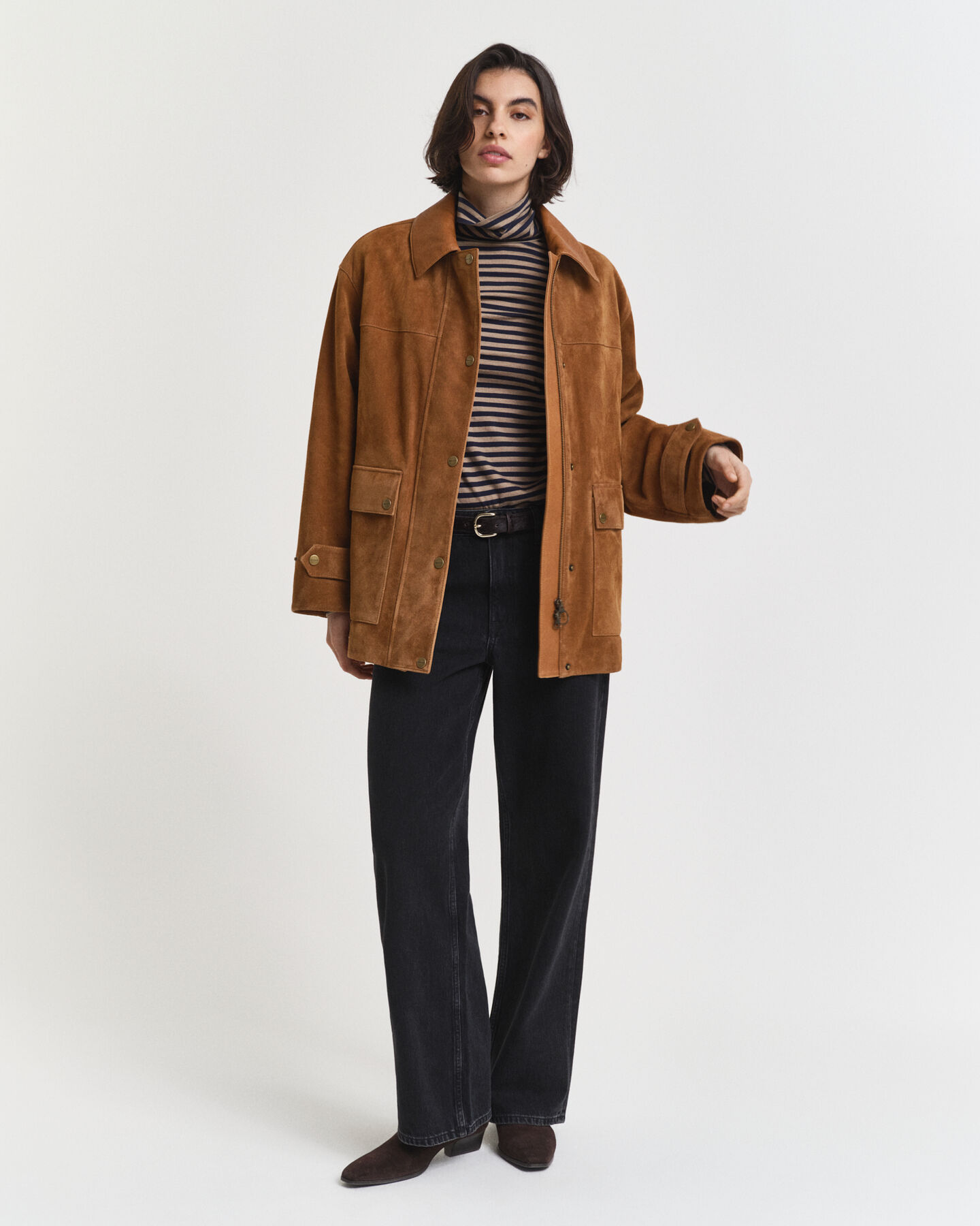 Maglia a collo alto in cotone leggero a righe