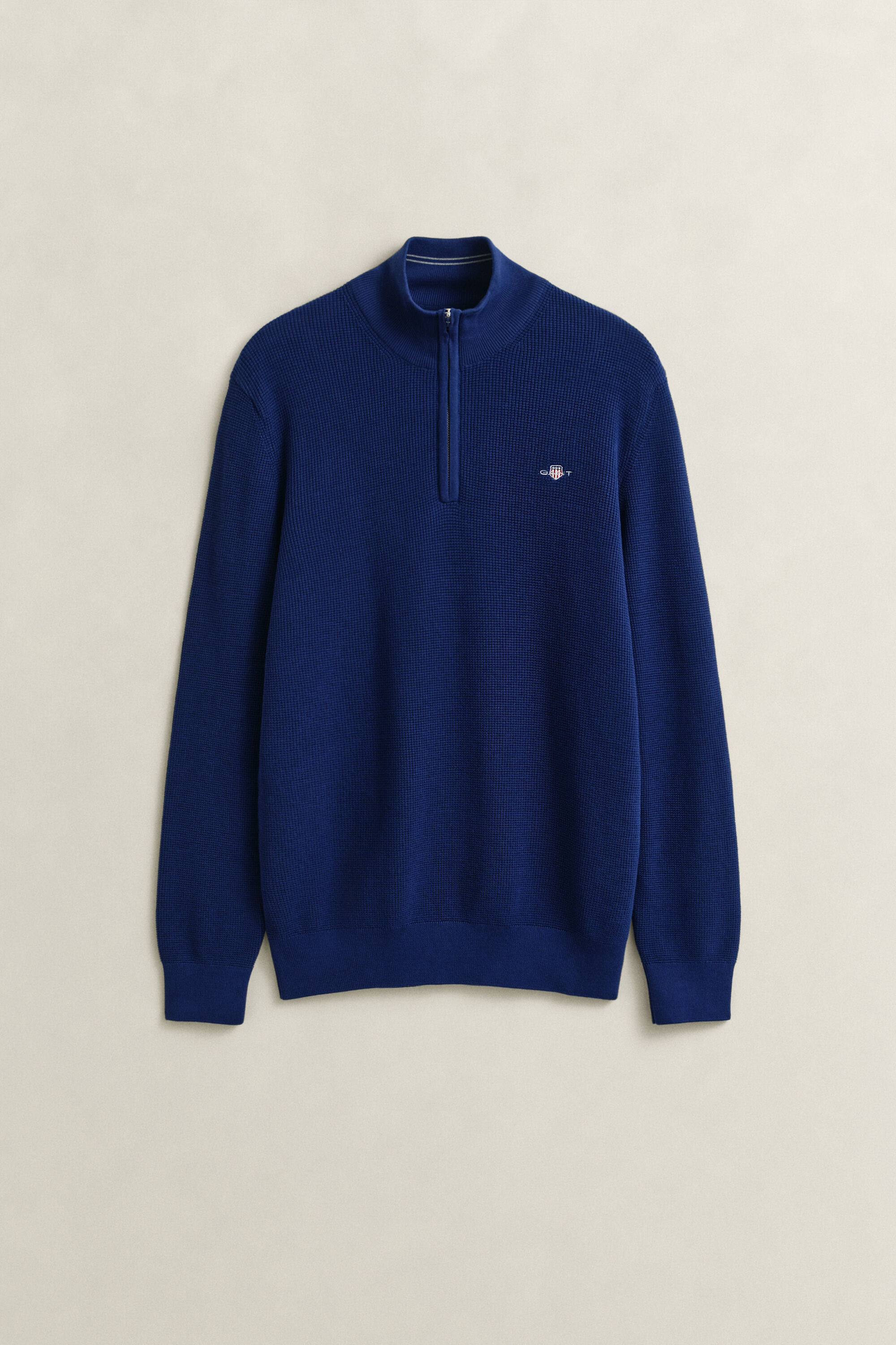 Maglia in cotone testurizzato con zip corta