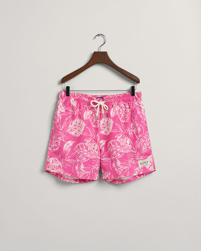 Pantaloncini da bagno con stampa Tropical Leaves Classic Fit