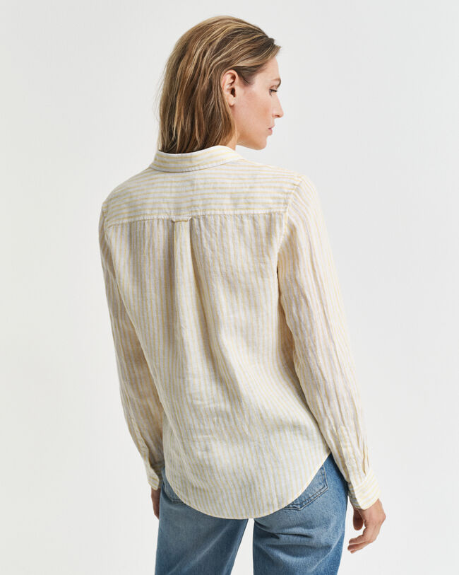 Camicia di lino a righe regular fit