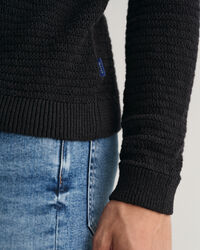 Maglia girocollo testurizzata in misto cotone-lino