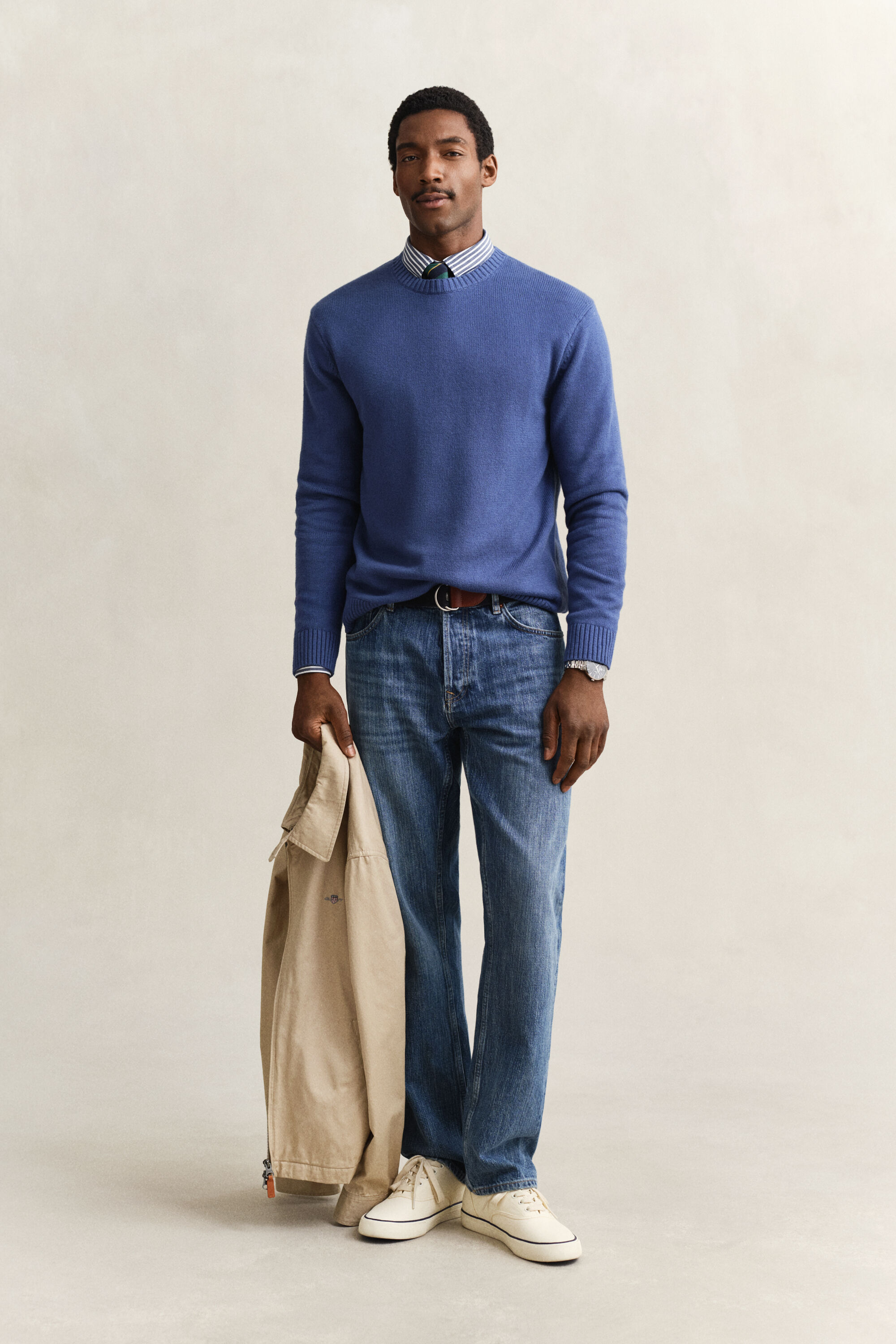 Maglia girocollo in misto cotone