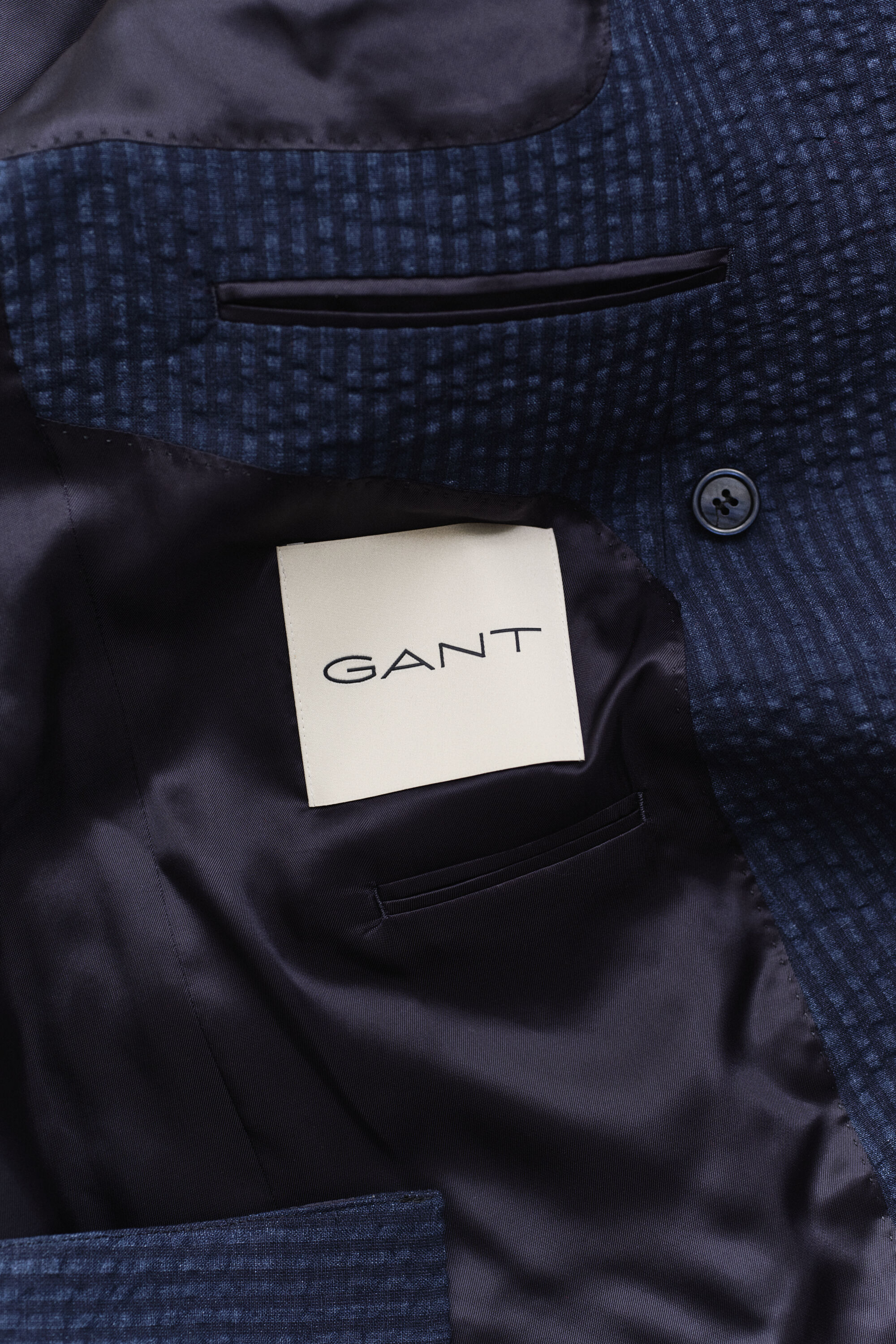 Giacca da abito in seersucker indaco