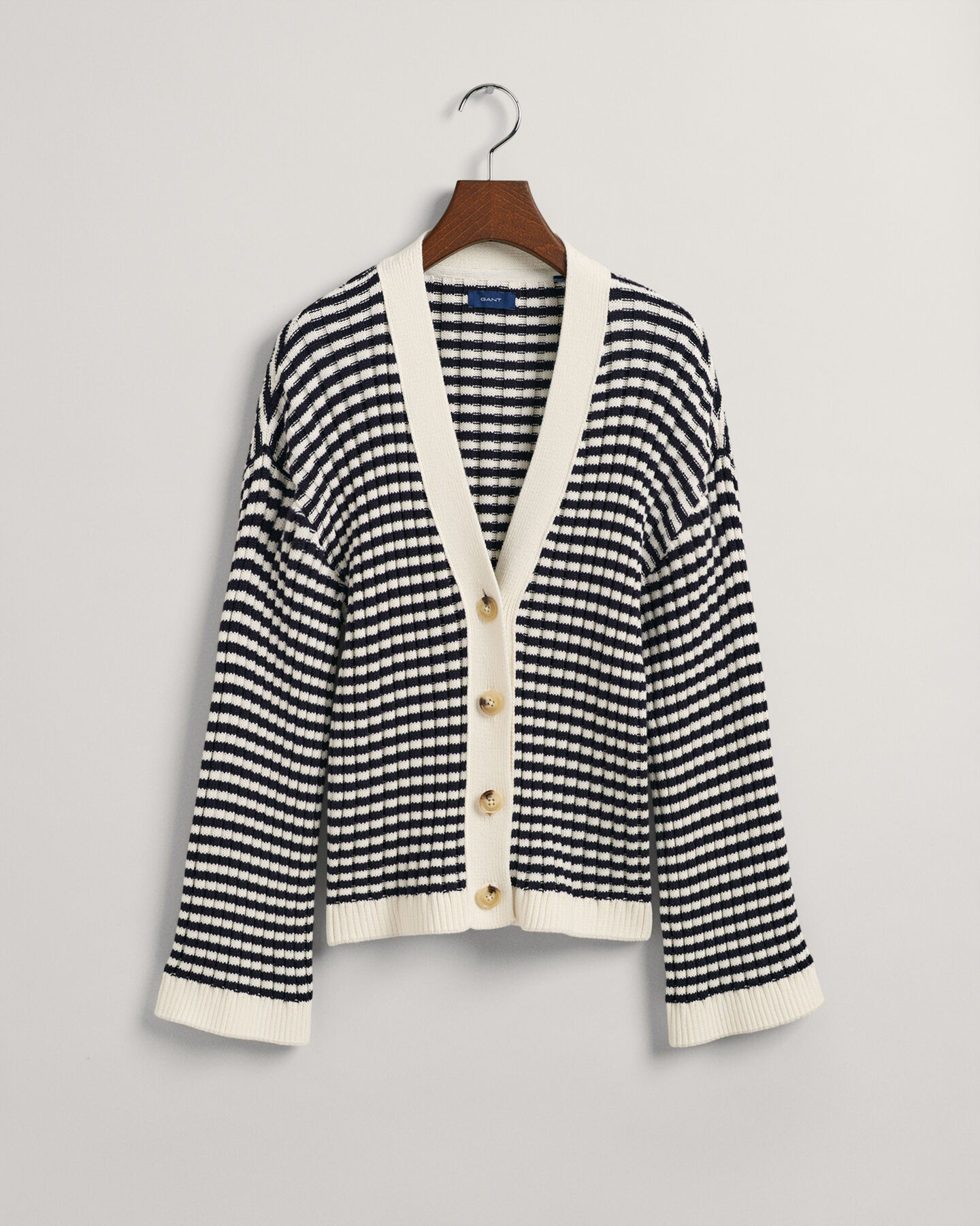 Cardigan con scollo a V in cotone a righe