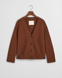 Cardigan con scollo a V e motivo a spina di pesce