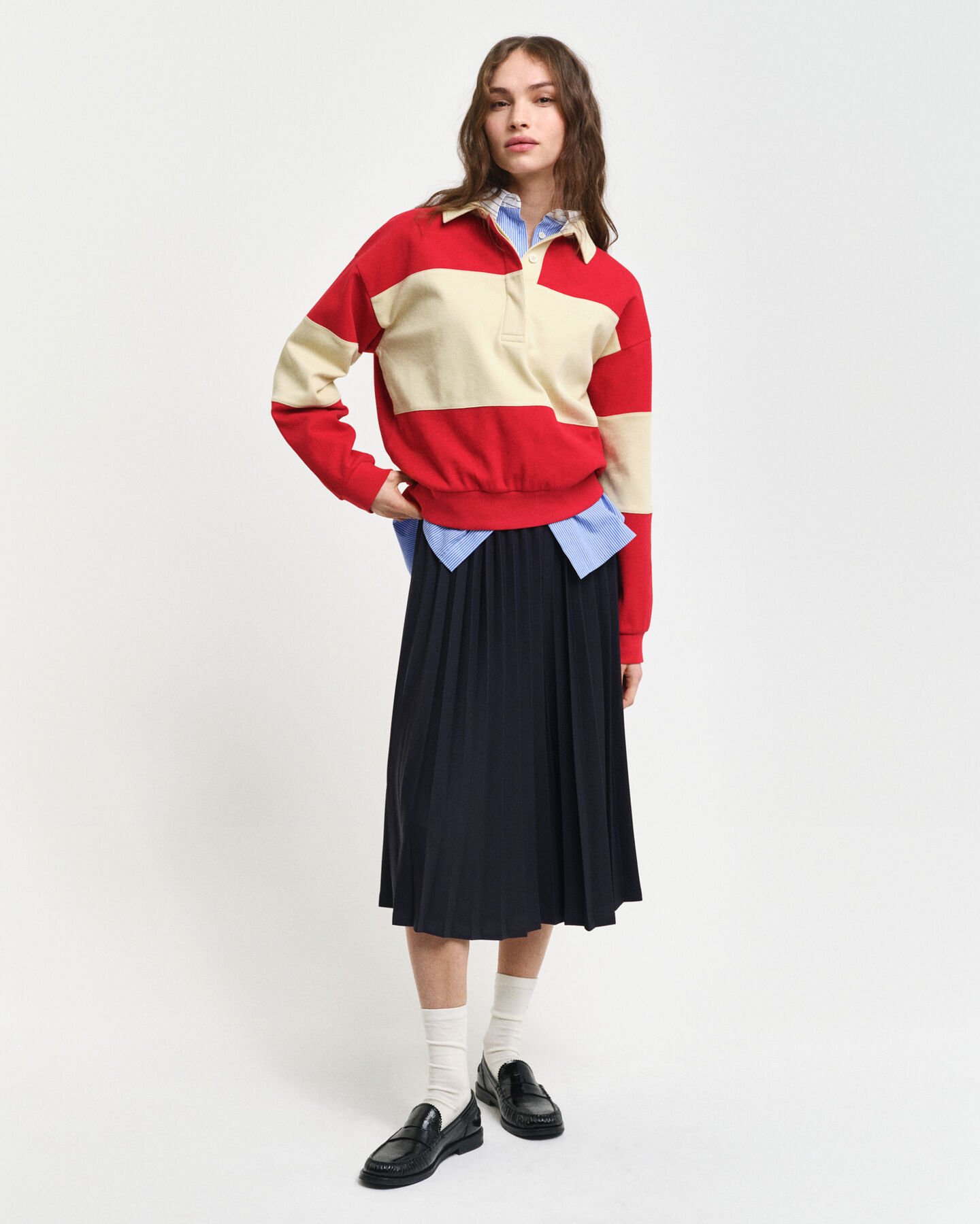 Rugger colour block in piqué a rilievo