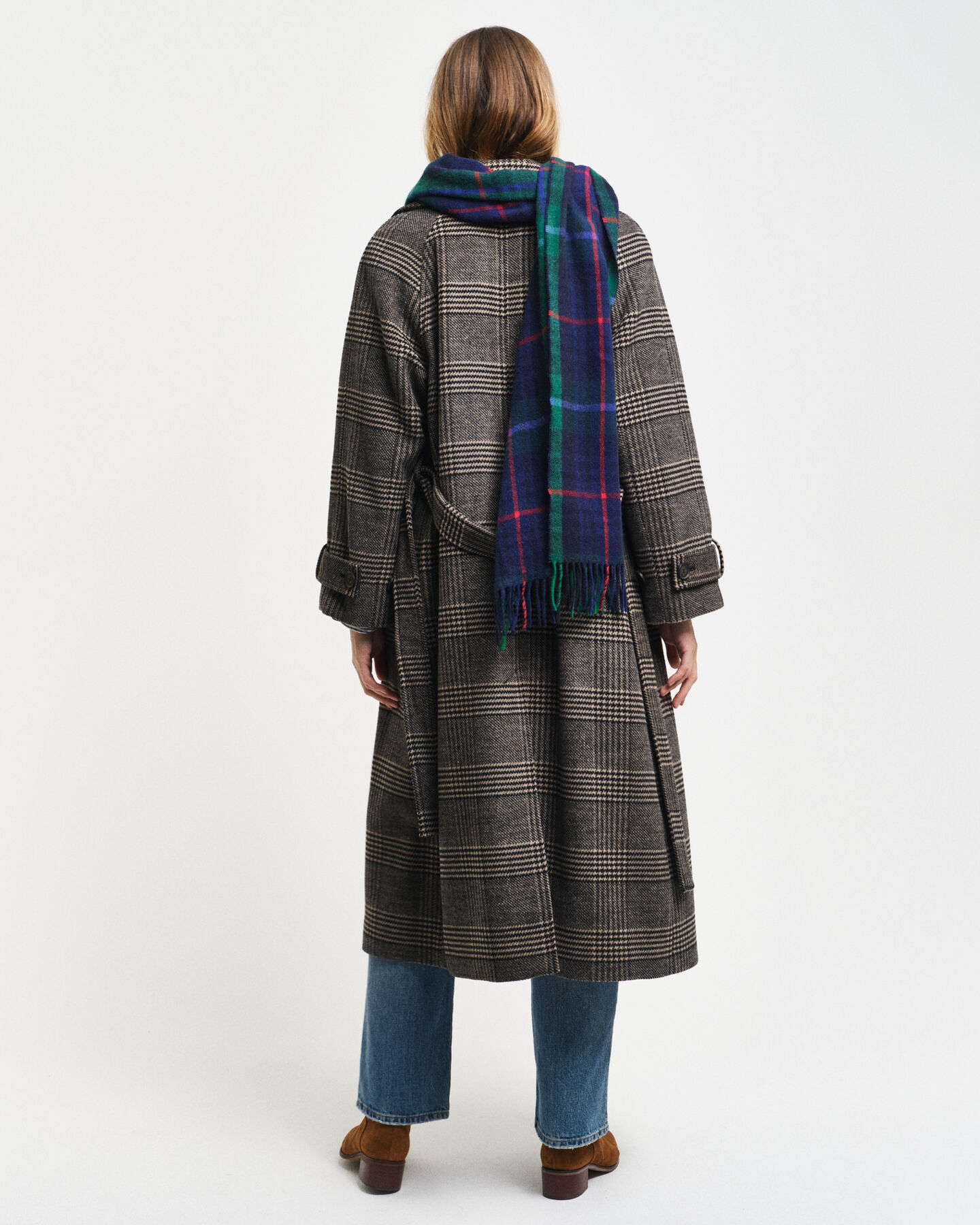 Trench a quadri in lana