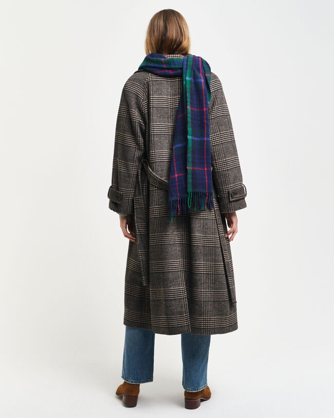 Trench a quadri in lana