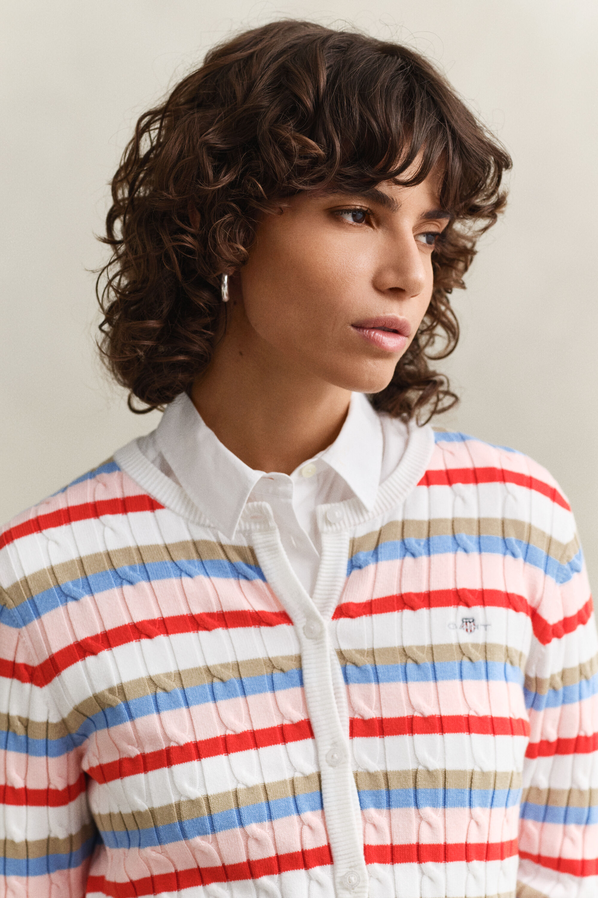 Cardigan a righe a trecce