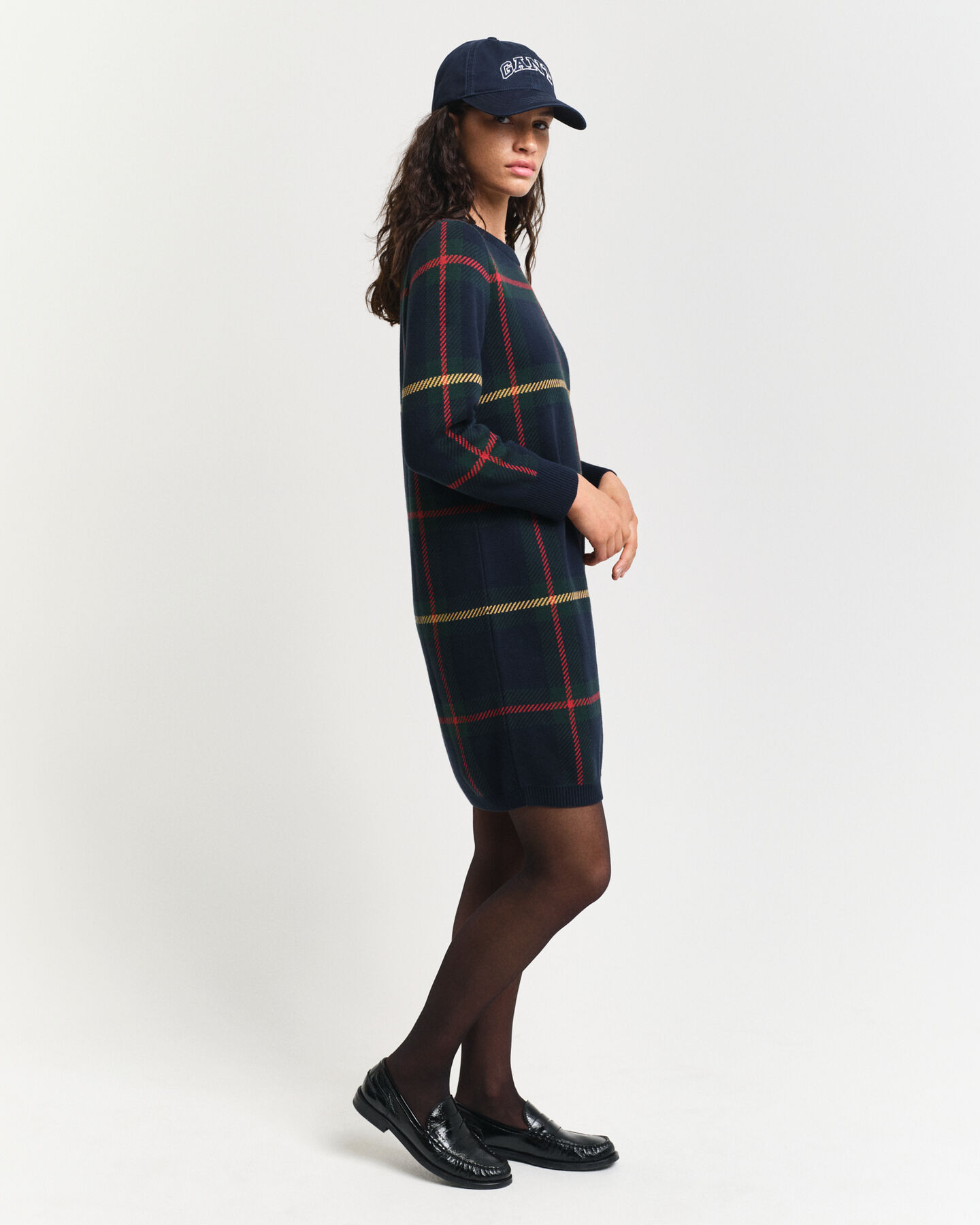 Abito girocollo a quadri