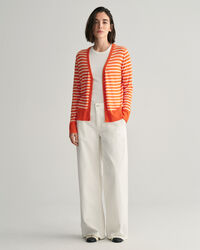 Cardigan a righe in maglia fine