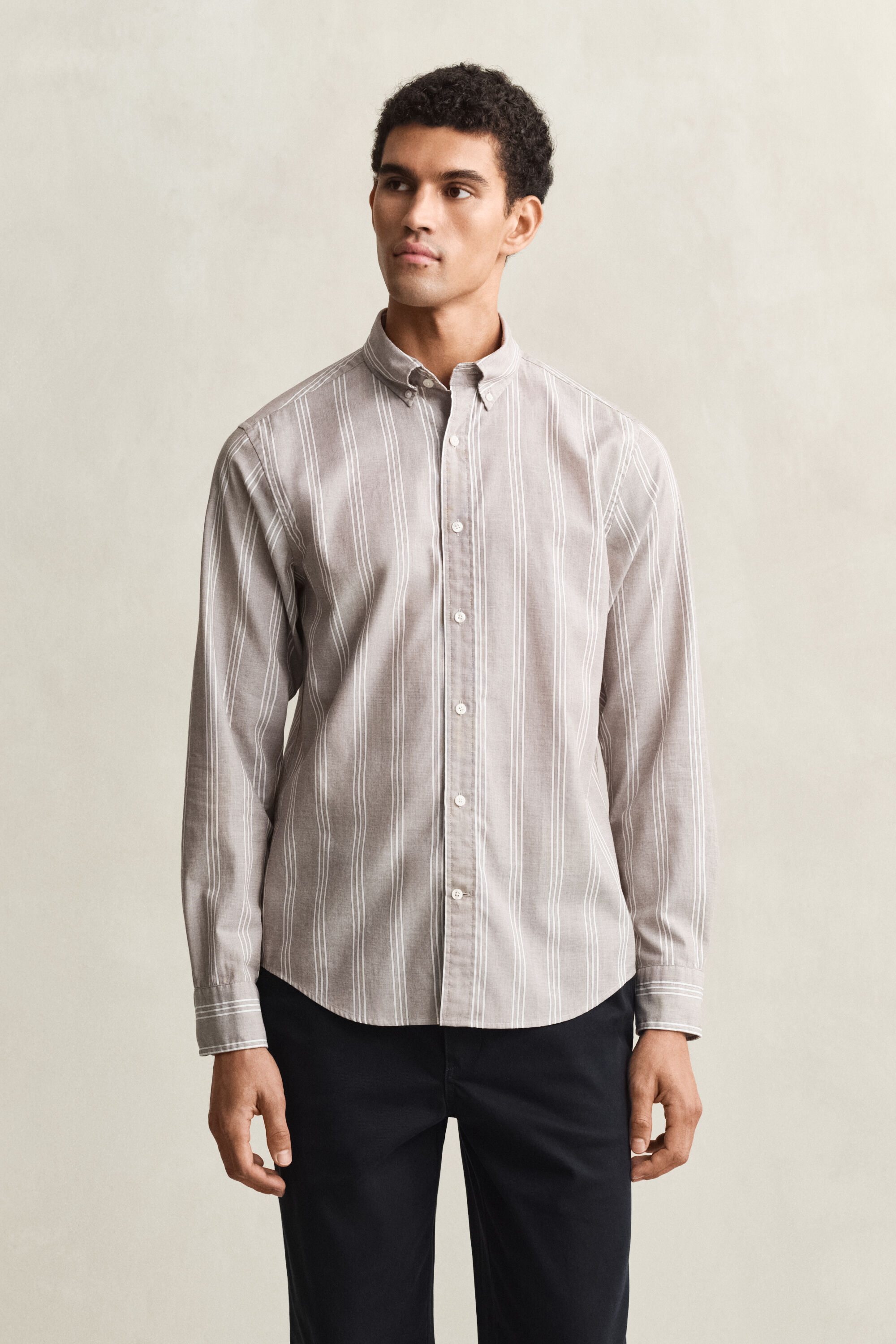Camicia fil-à-fil in popeline a righe regular fit