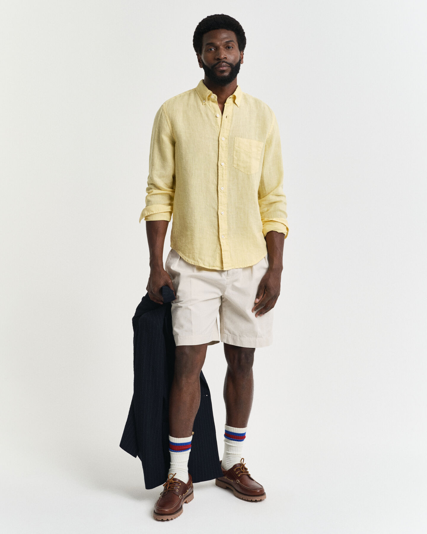 Camicia di lino tinto in capo regular fit