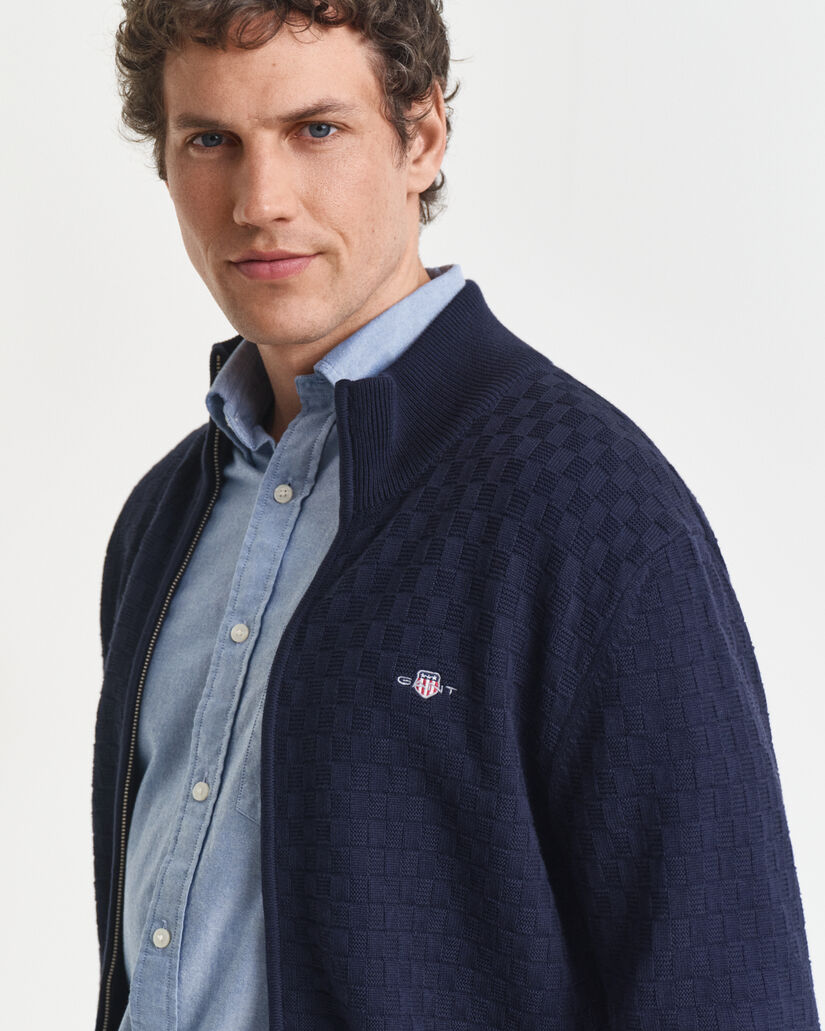 Maglia micro testurizzata con zip