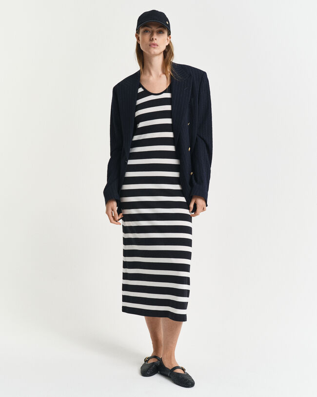 Abito midi in jersey a righe modello a canotta