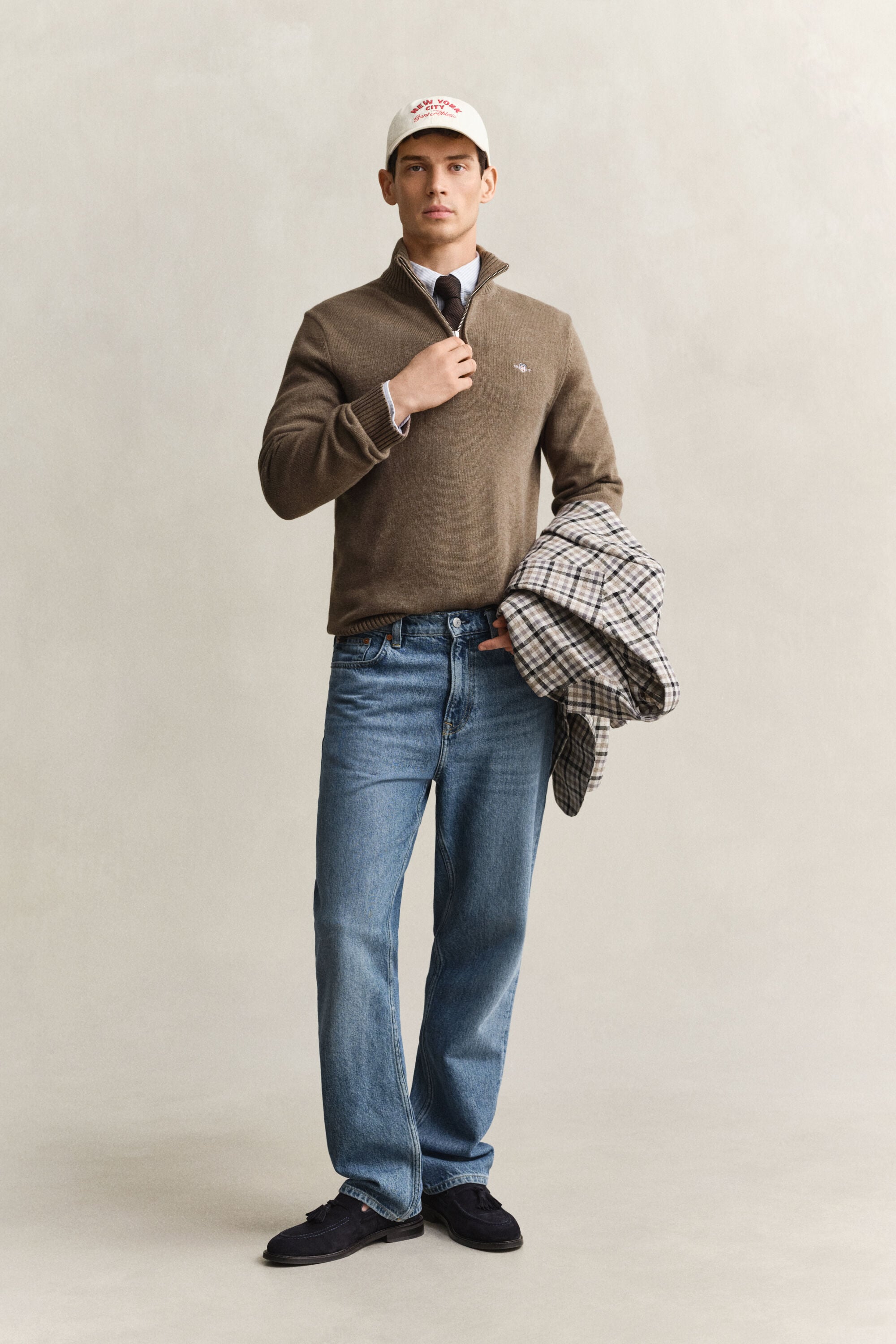 Maglia in cotone casual con zip corta