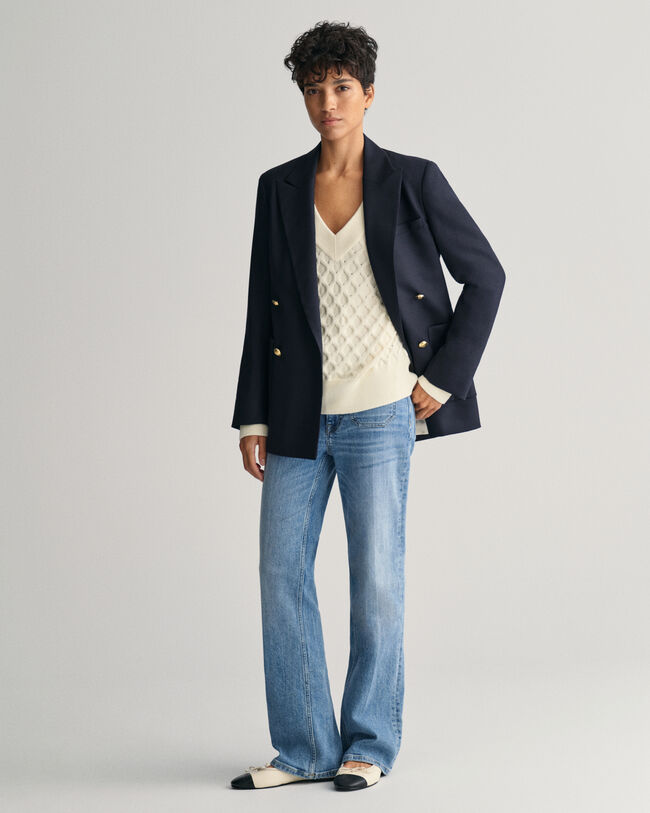 Maglia con scollo a V lavorata a maglia testurizzata