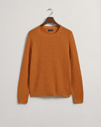 Maglia girocollo testurizzata in misto cotone-lino