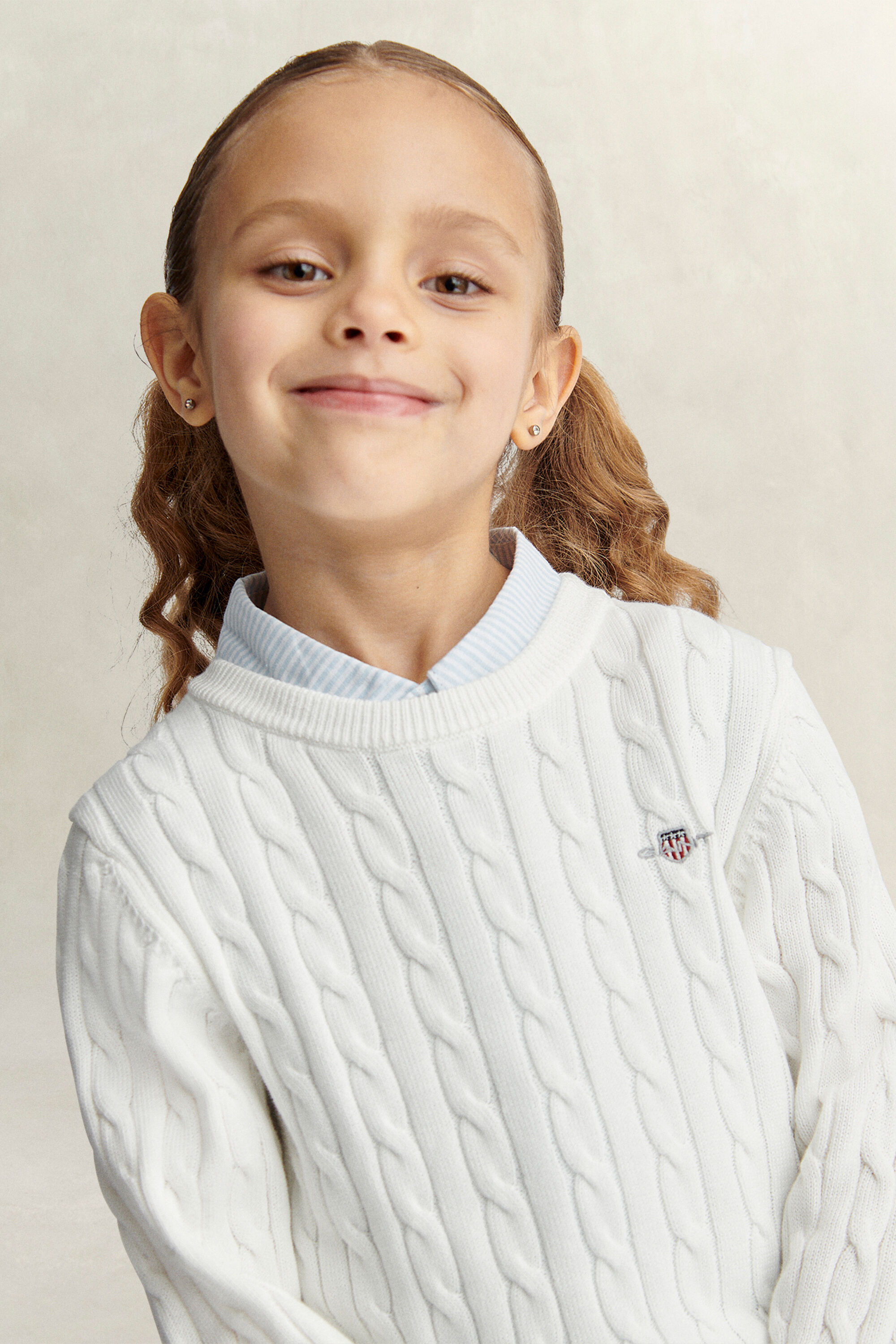 Maglia lavorata in cotone a trecce Shield Girls
