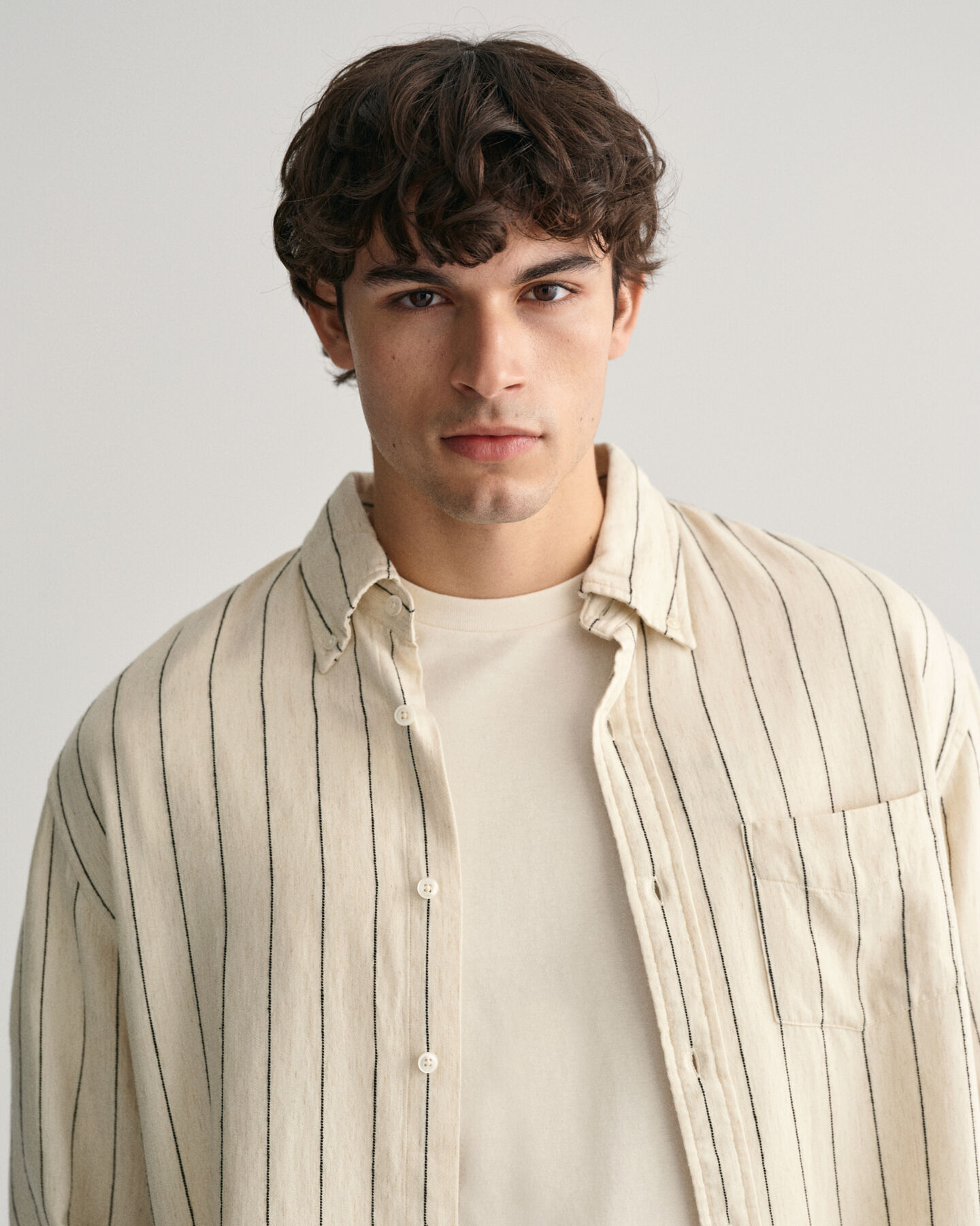 Camicia a righe Slub Striped relaxed fit