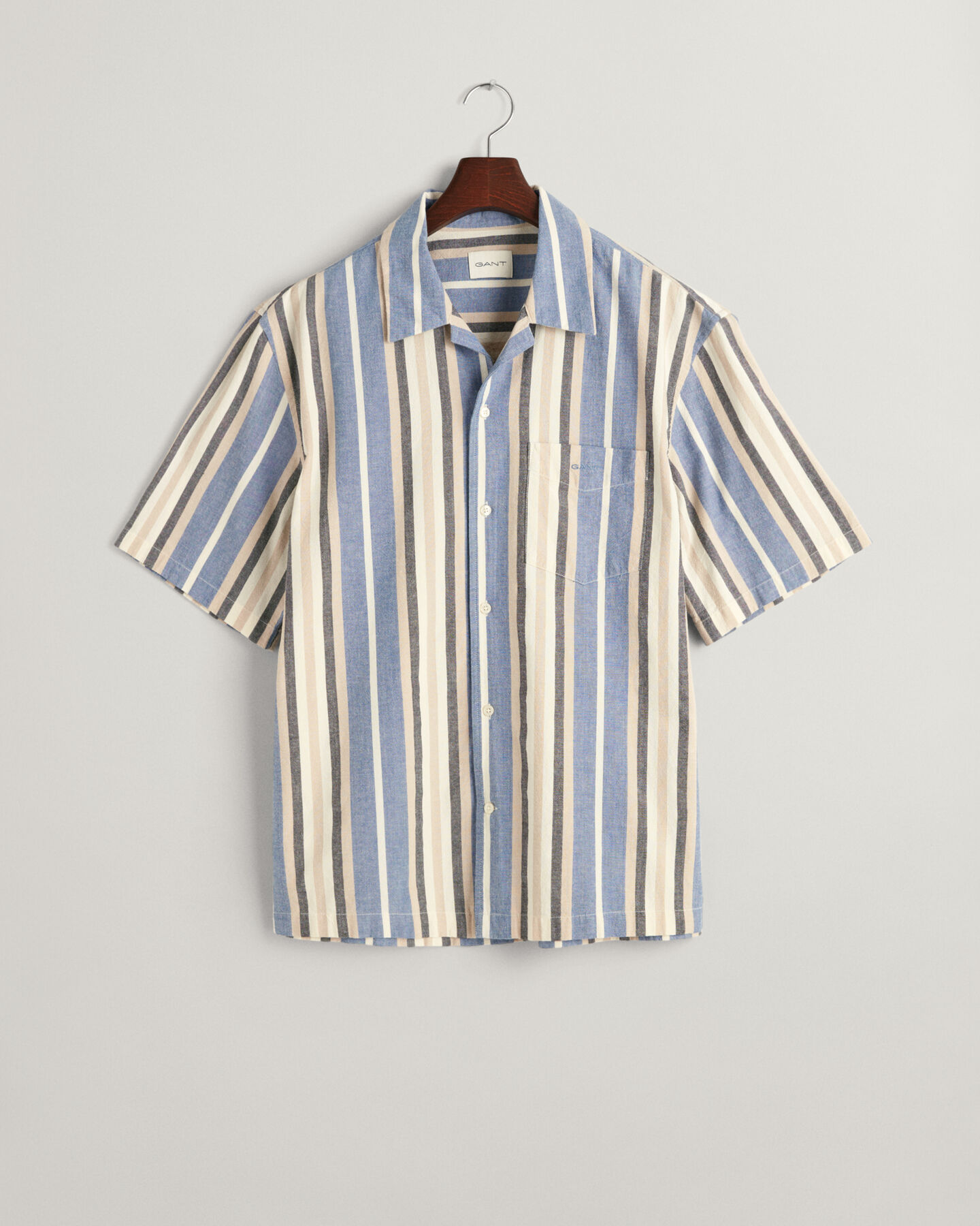 Camicia a maniche corte a righe larghe relaxed fit