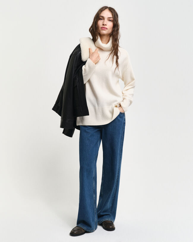 Maglia a collo alto con dettagli con motivo a spina di pesce